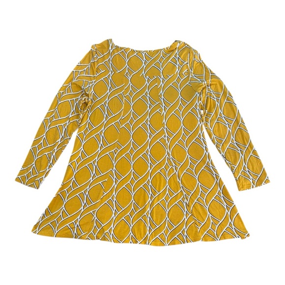 Zenergy by Chico’s Asymmetrical Yellow Patterned Long Sleeve Top Size 2 Large - Picture 6 of 10